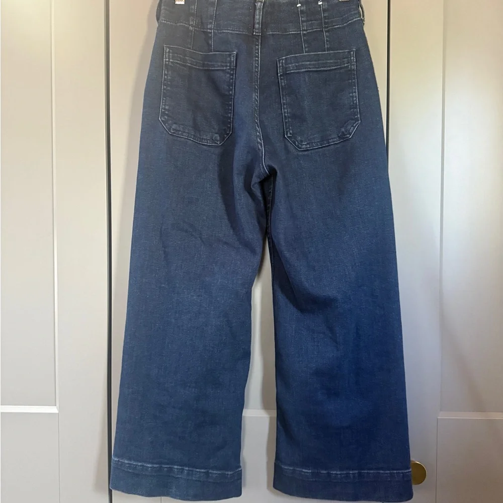 Maeve Colette Dark Blue Wide-Leg High-Rise Crop Jeans - Picture 3 of 3